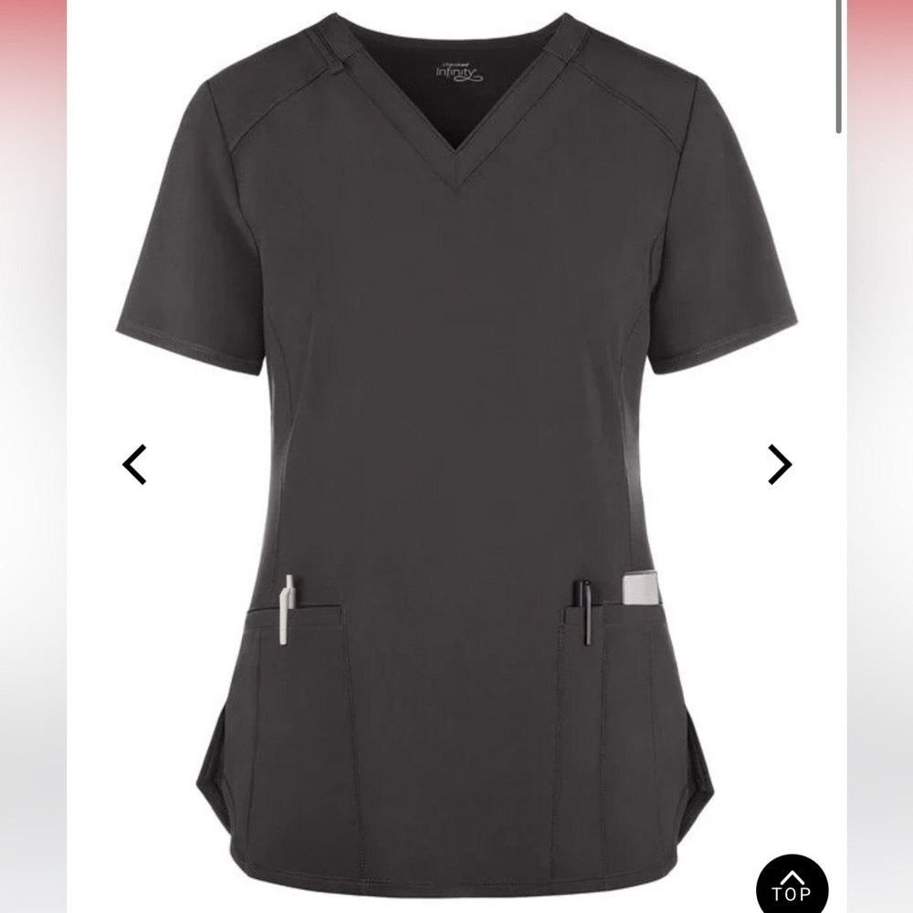 Infinity‎ Women's 2-Pocket STRETCH V-Neck Scrub Gray Top NWT Size 2XL